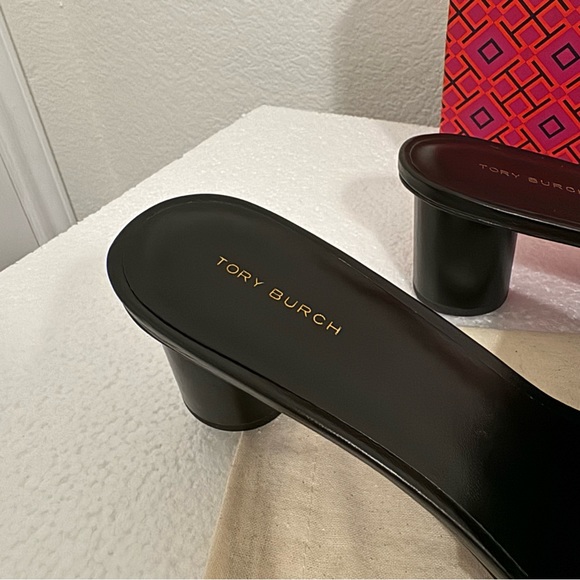 Tory Burch Black Leather Mules 2" heel - Picture 9 of 9